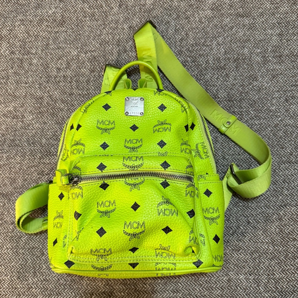 MCM Bright Lime Backpack